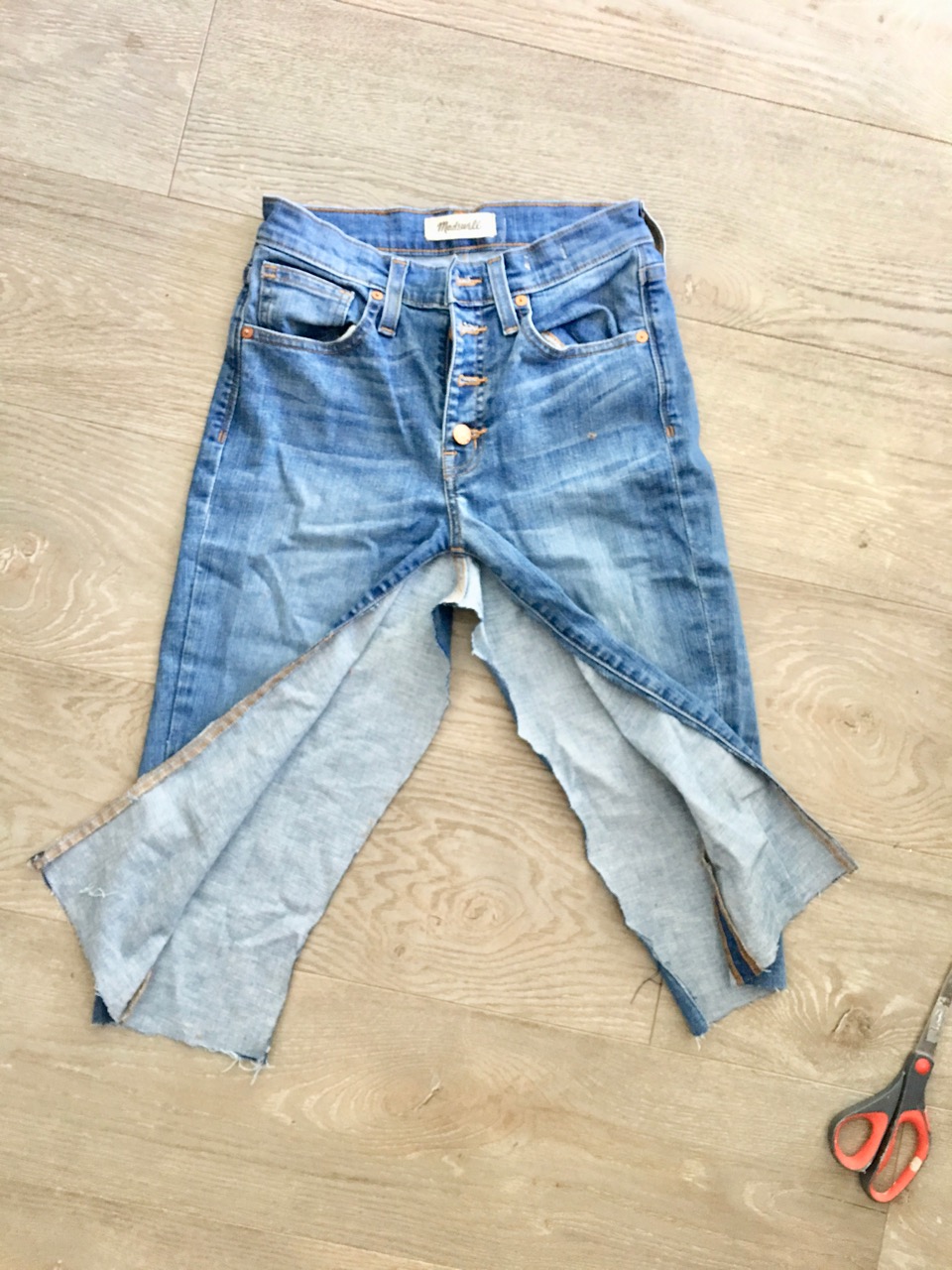 how to make a diy denim mini midi or maxi skirt like Kendall jenner's