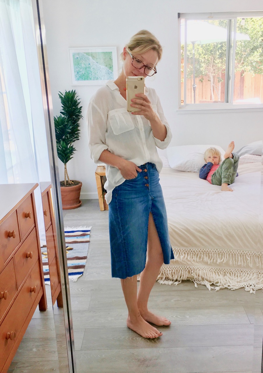 how to make a diy denim mini midi or maxi skirt like Kendall jenner's