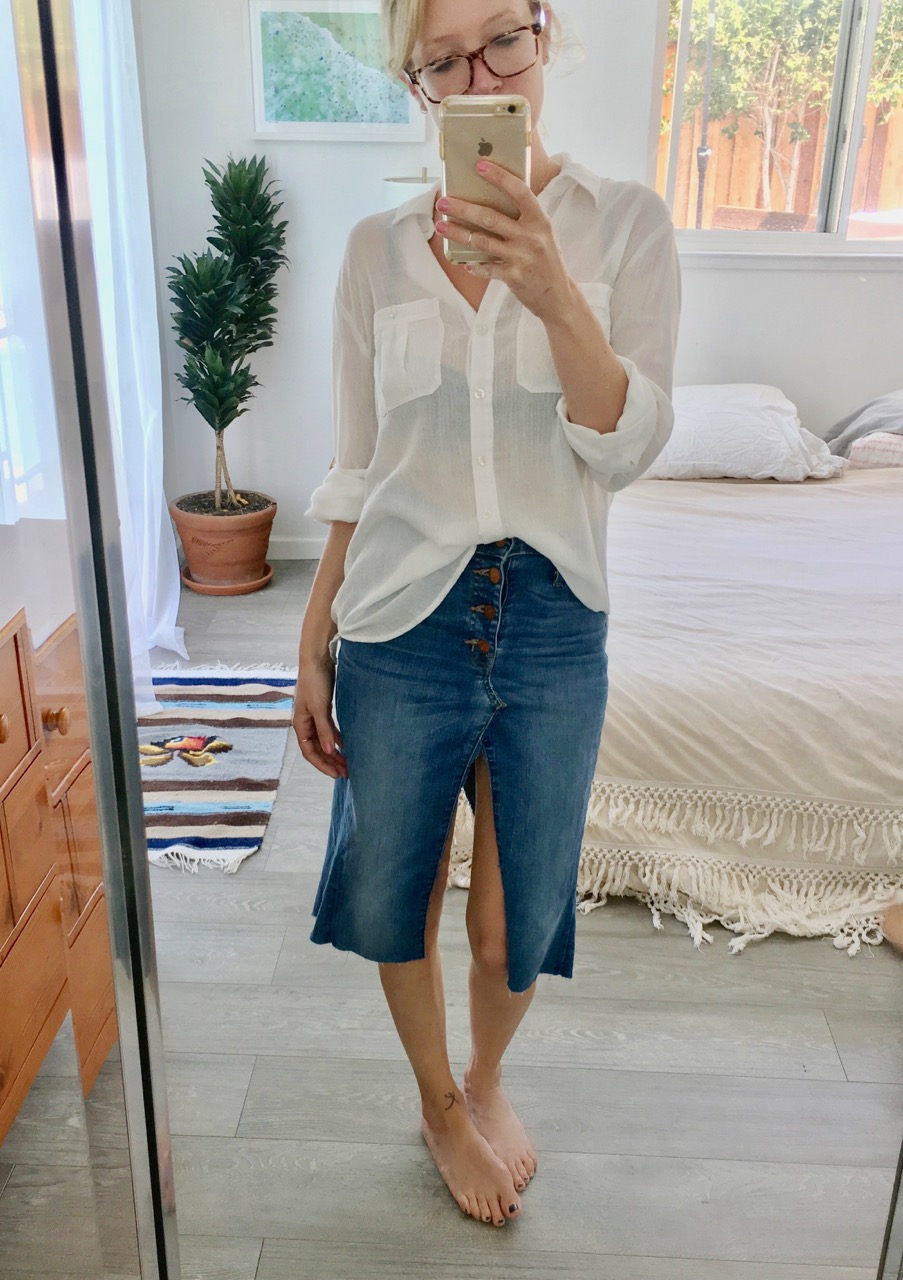 how to make a diy denim mini midi or maxi skirt like Kendall jenner's