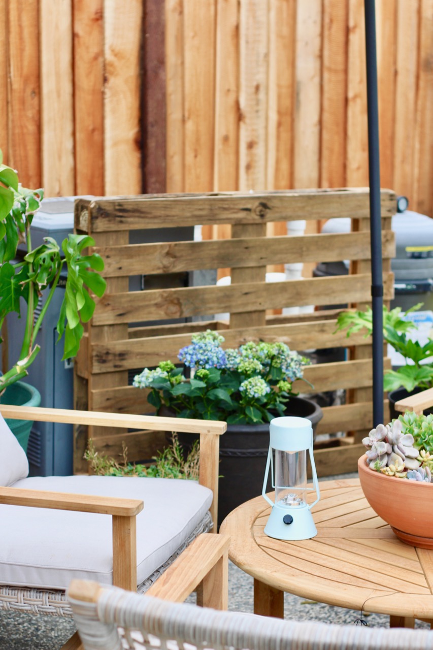 Light grey deck backyard makeover on a budget