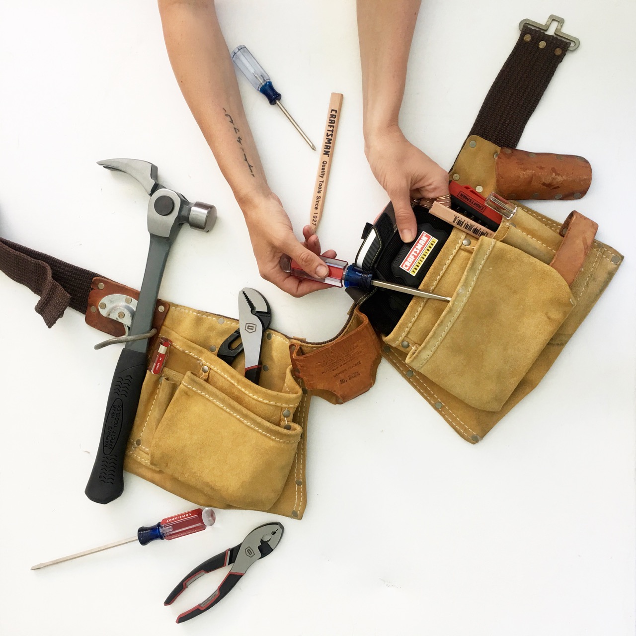 vintage tool belt with craftsman tools from sears