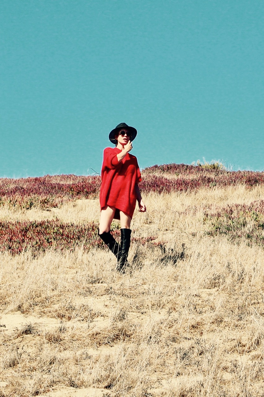 oversize red wool sweater dress from Zara