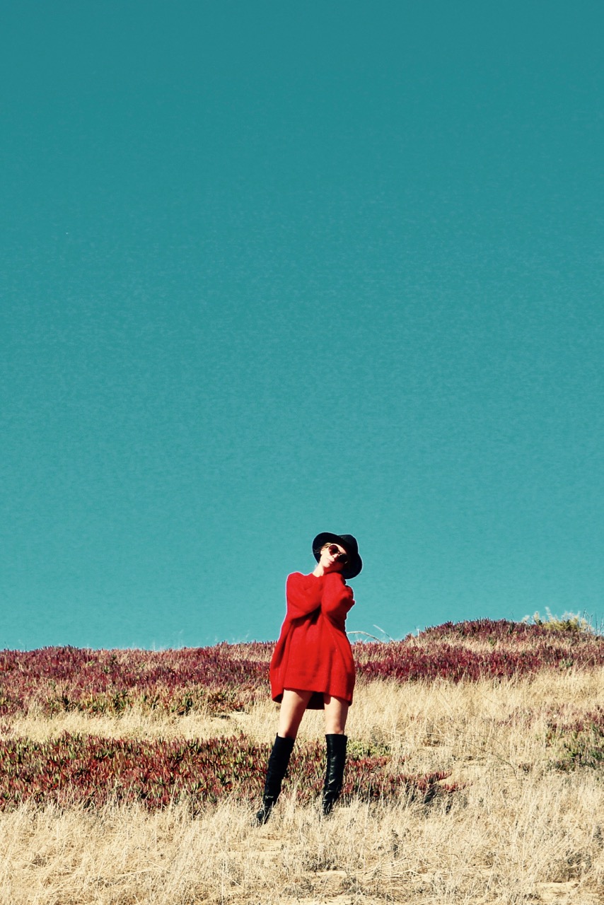 oversize red wool sweater dress from Zara