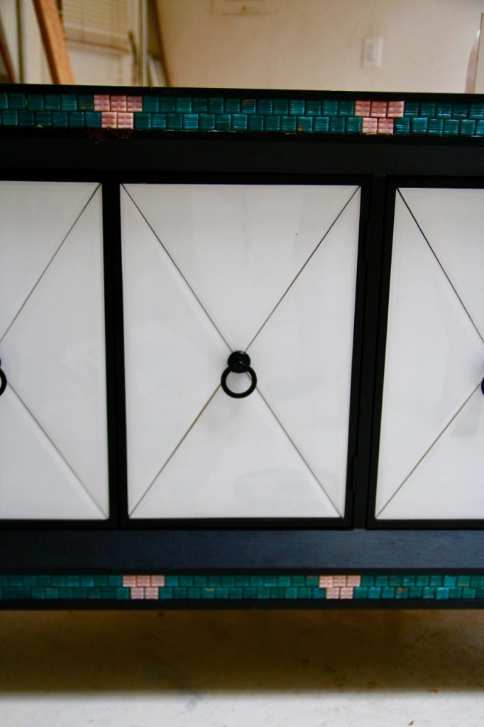 blue emerald and rose mosaic tile