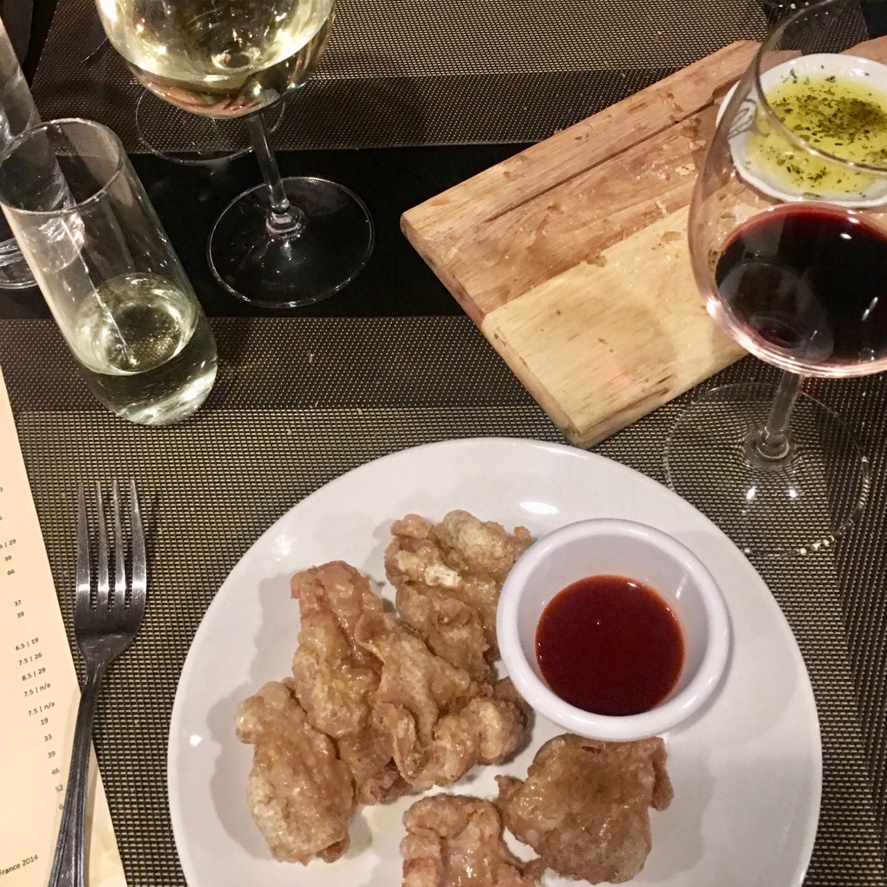 deep fried chicken skin at shy cellars in Ohio
