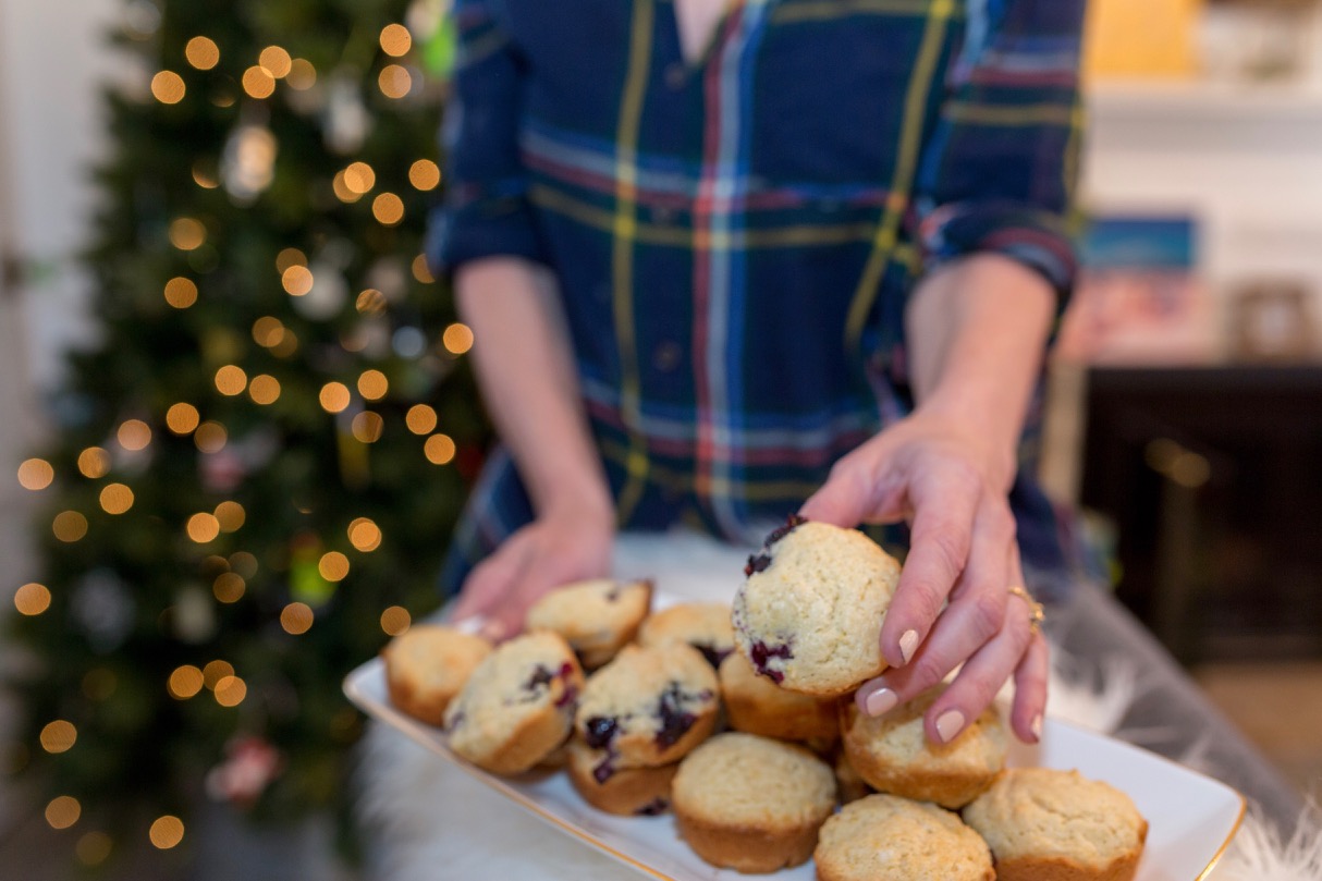 blueberry lemon muffins made with fairlife ultra filtered milk