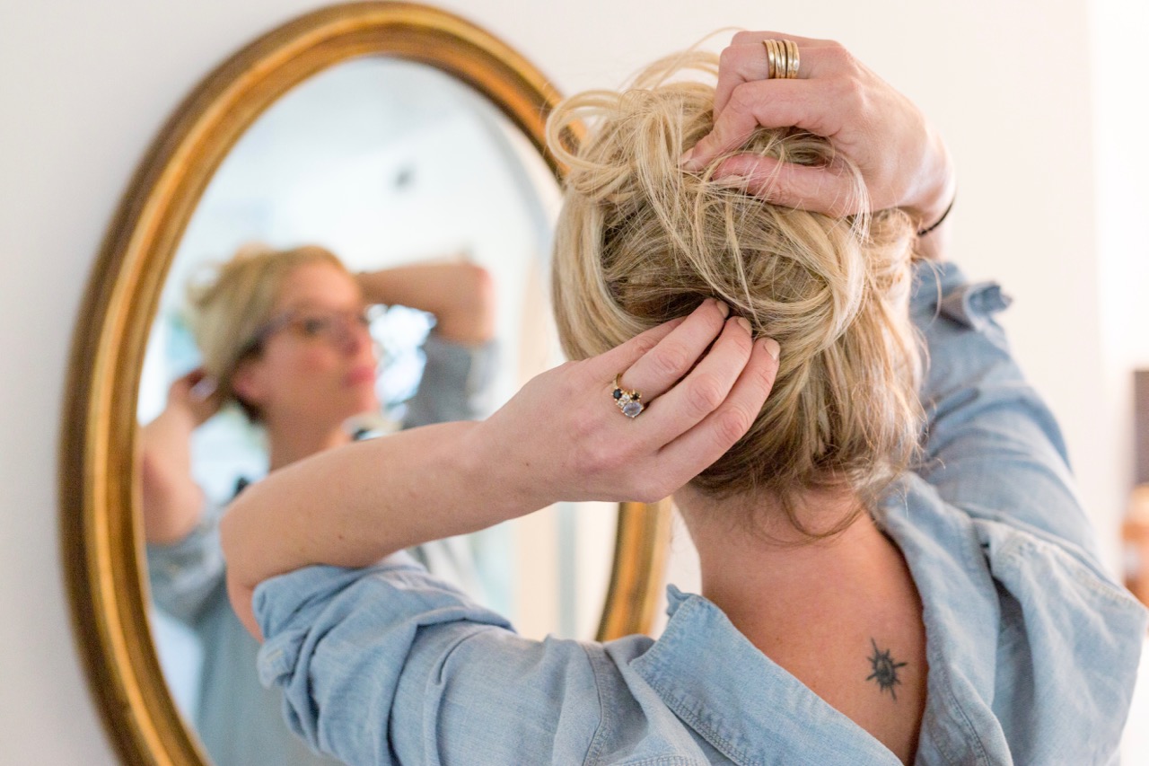before and after hair extension updo