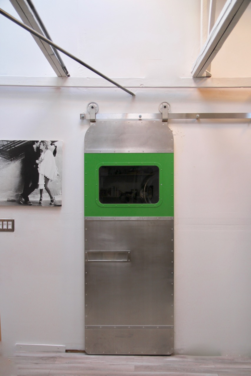 airstream inspired metal sliding door
