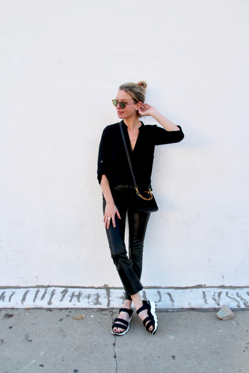 rag & bone leather pants cropped with stretch