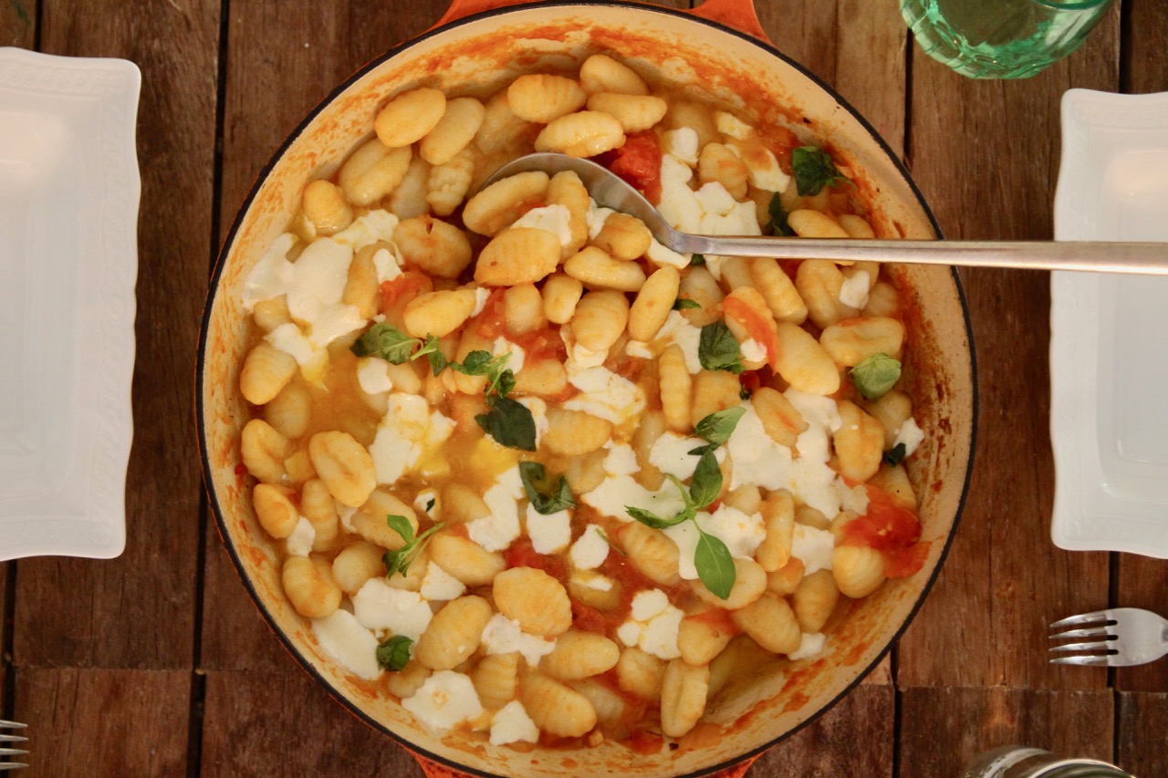 gnocchi with marinara sauce and fresh basil
