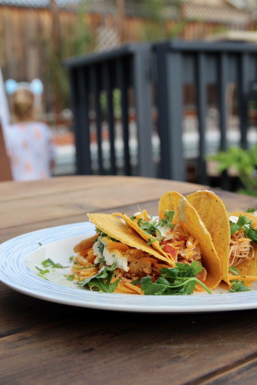 slow cooker four ingredient chicken tacos