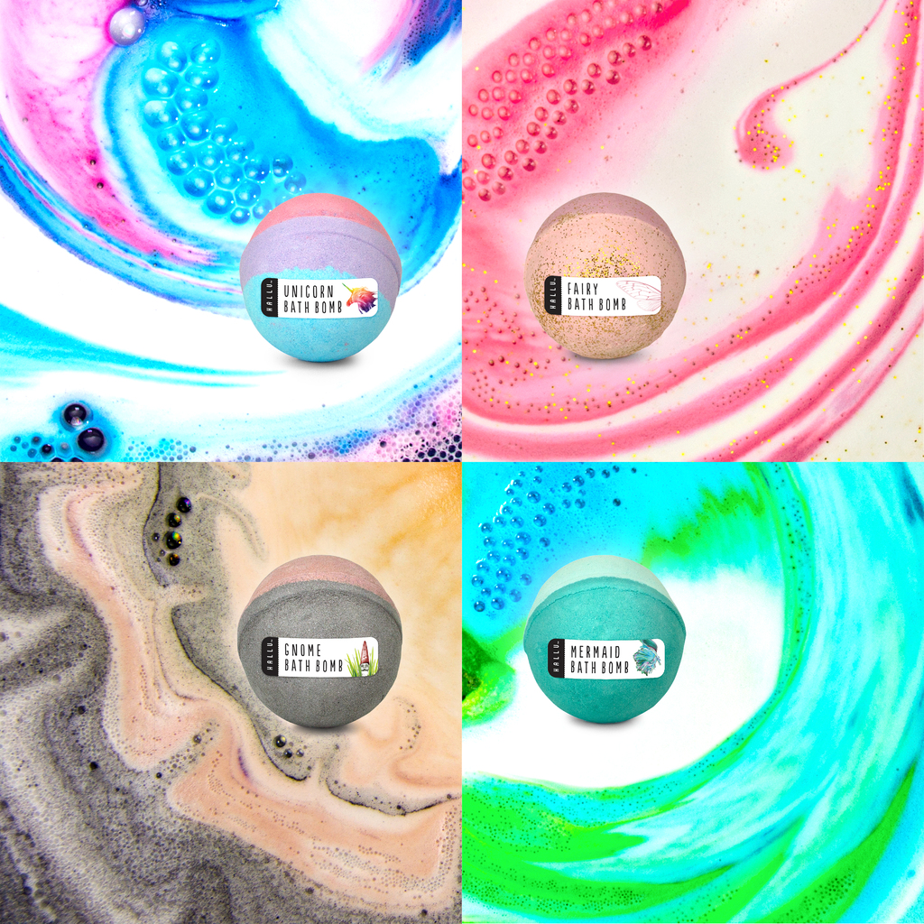 fairy gnome unicorn mermaid bath bombs