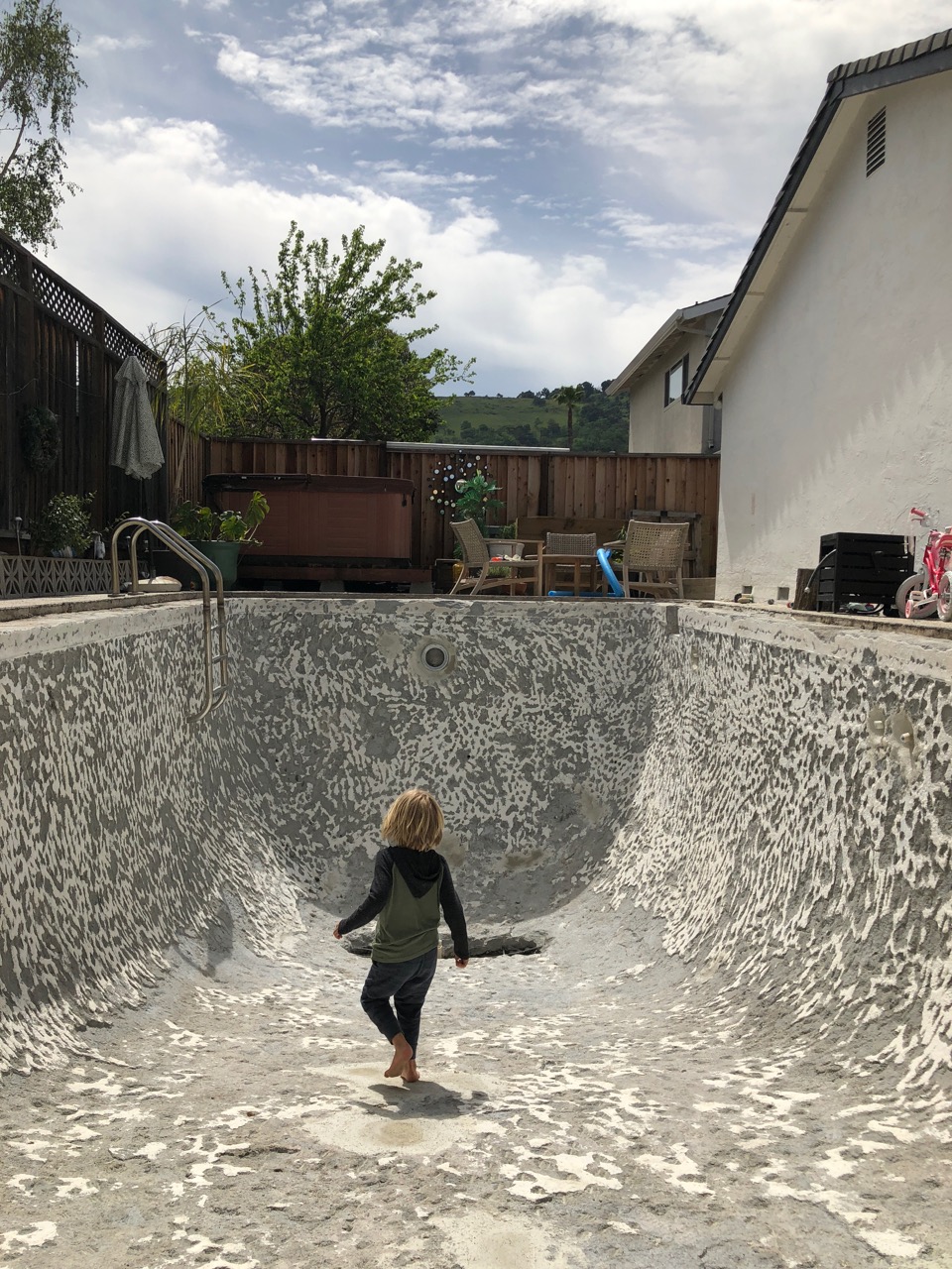 empty pool being refinished