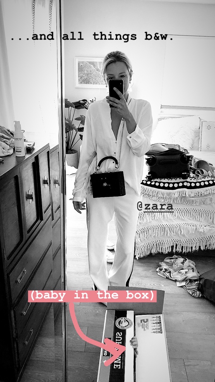 Zara white pants with black stripe