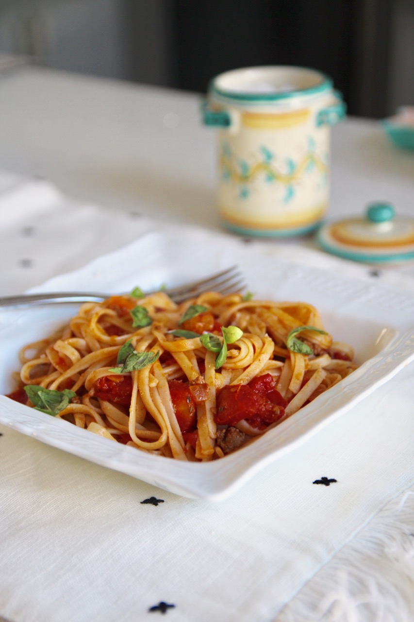 easy bolognese pasta with celery and carrots