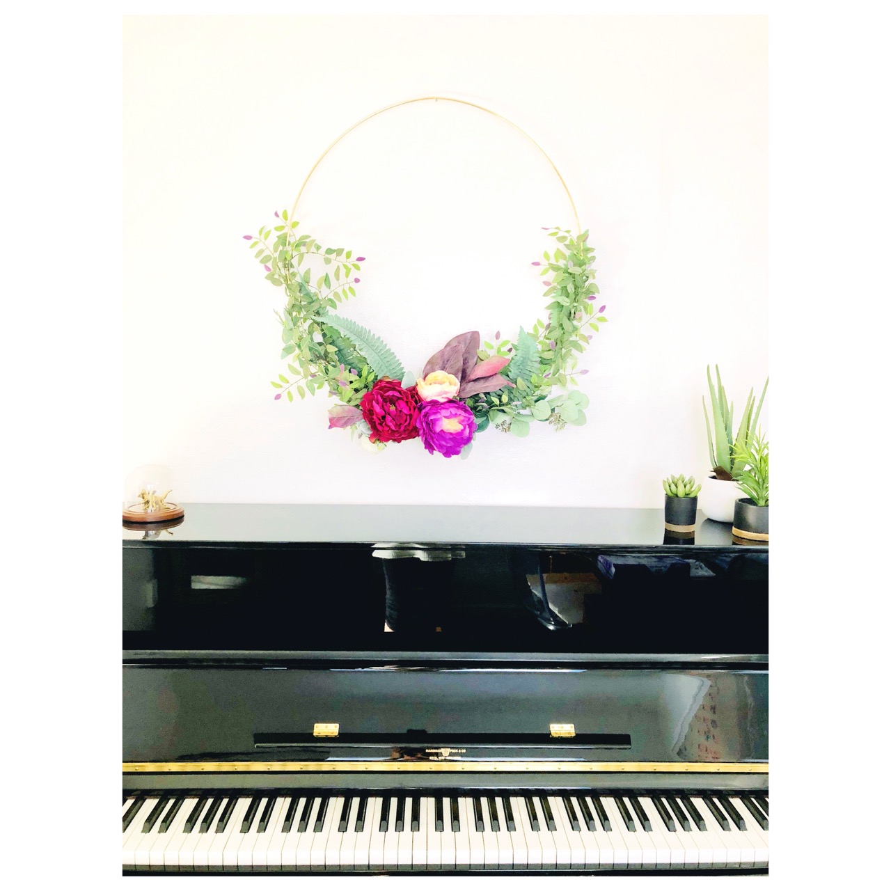 little sparrow faux floral wreath large gold hoop