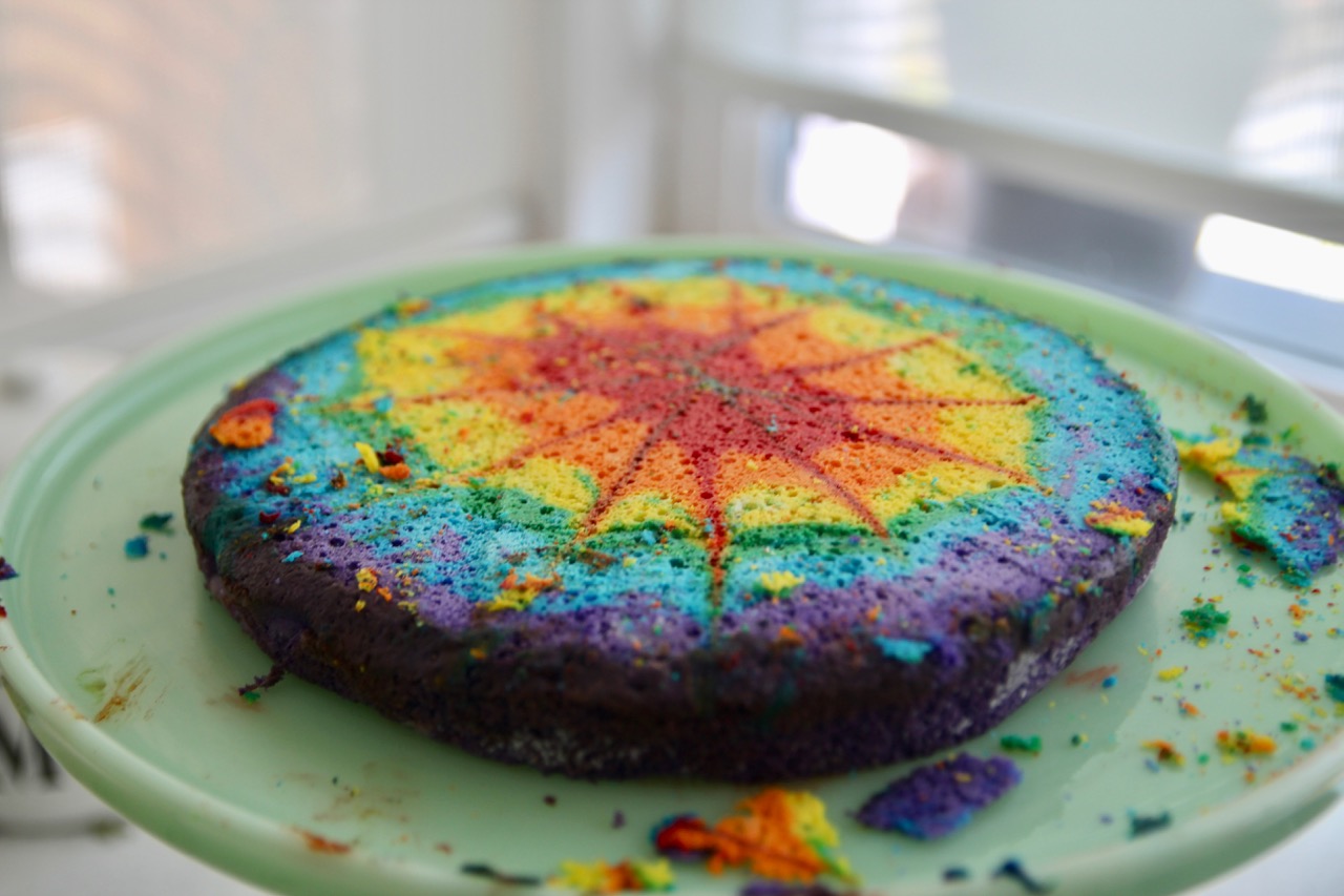 how to make a tie-dye rainbow birthday cake