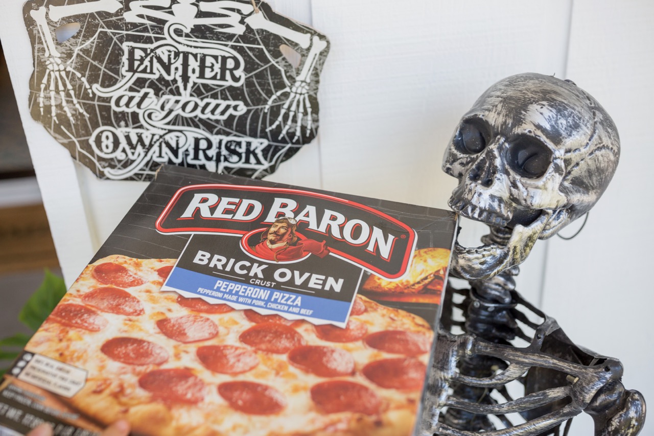 Red Baron pizza for halloween dinner solution
