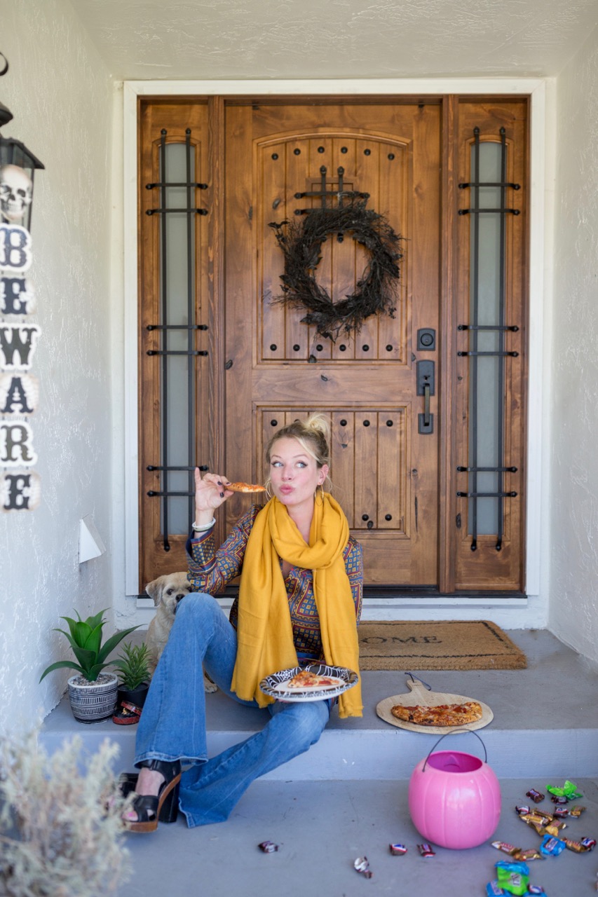 Red Baron pizza for halloween dinner solution