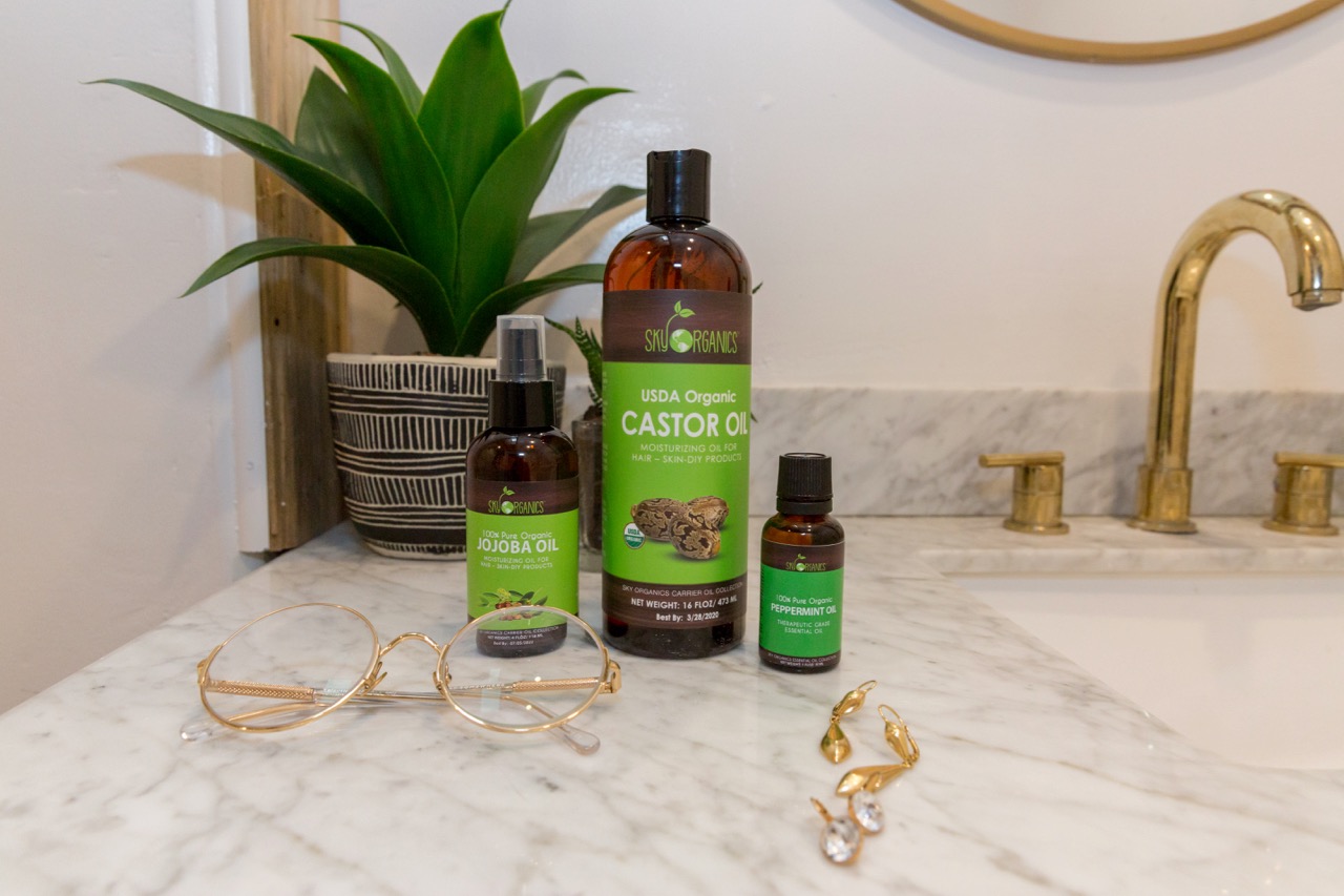 diy sky organics scalp mask with castor oil, peppermint and jojoba