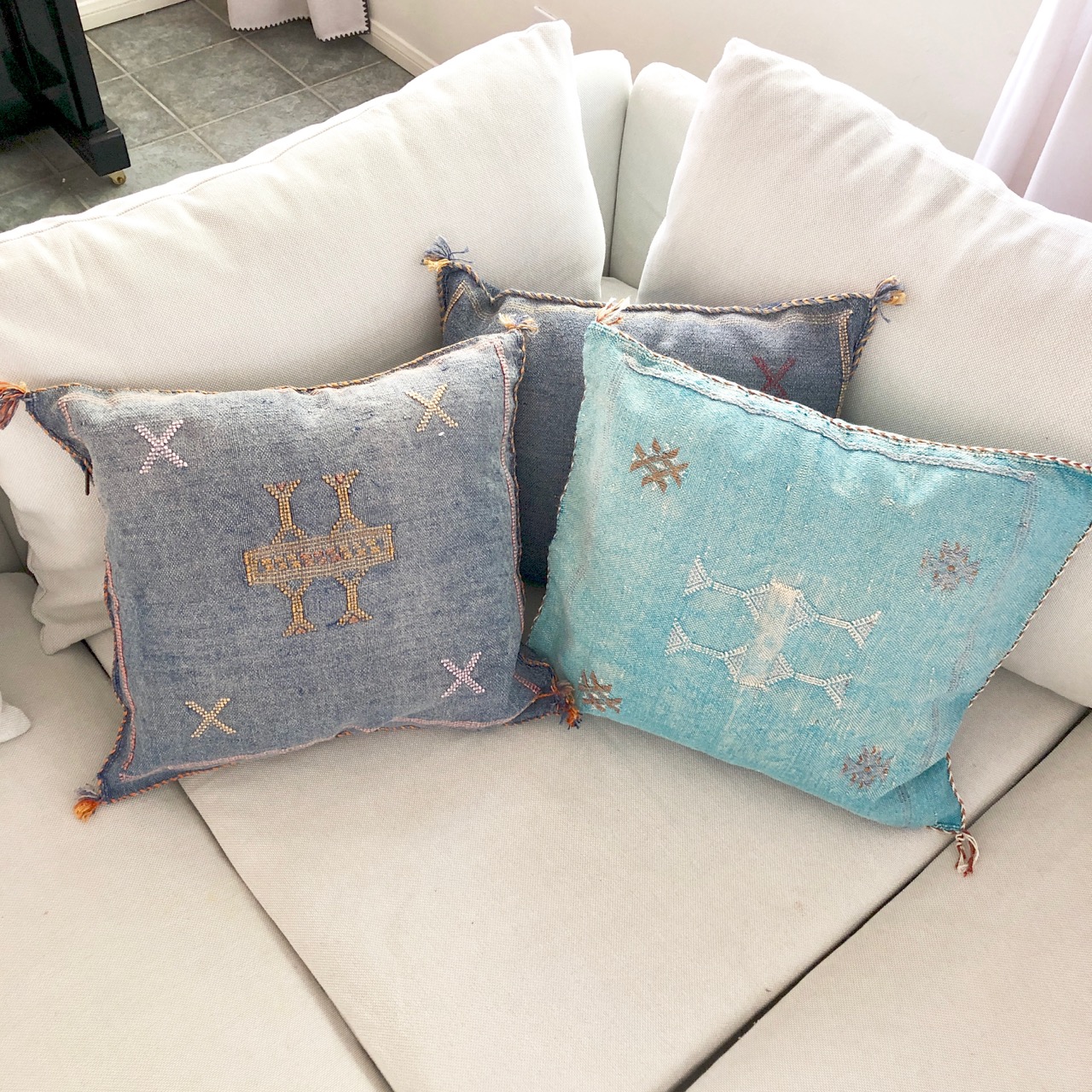 moon water cactus silk pillows