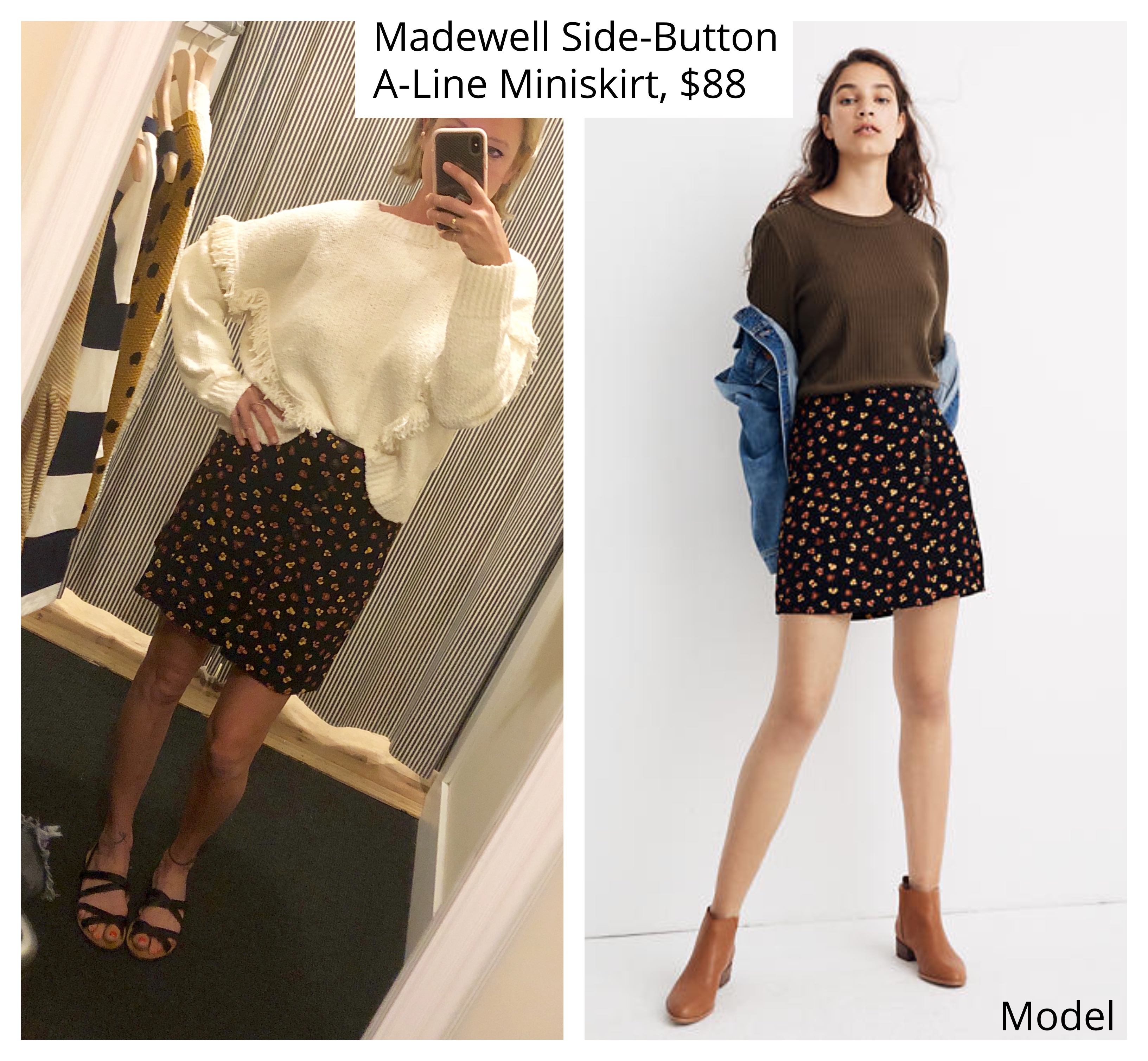 madewell floral print miniskirt