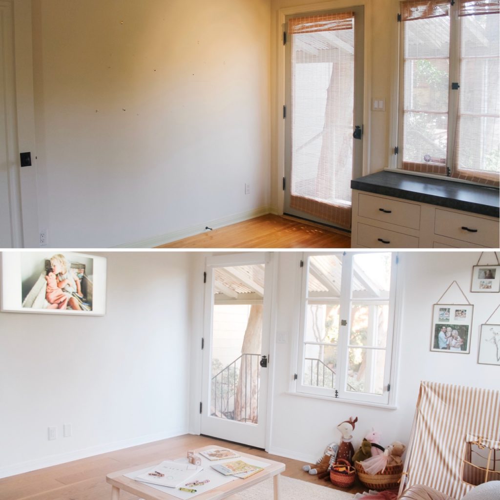 playroom before and after with tent