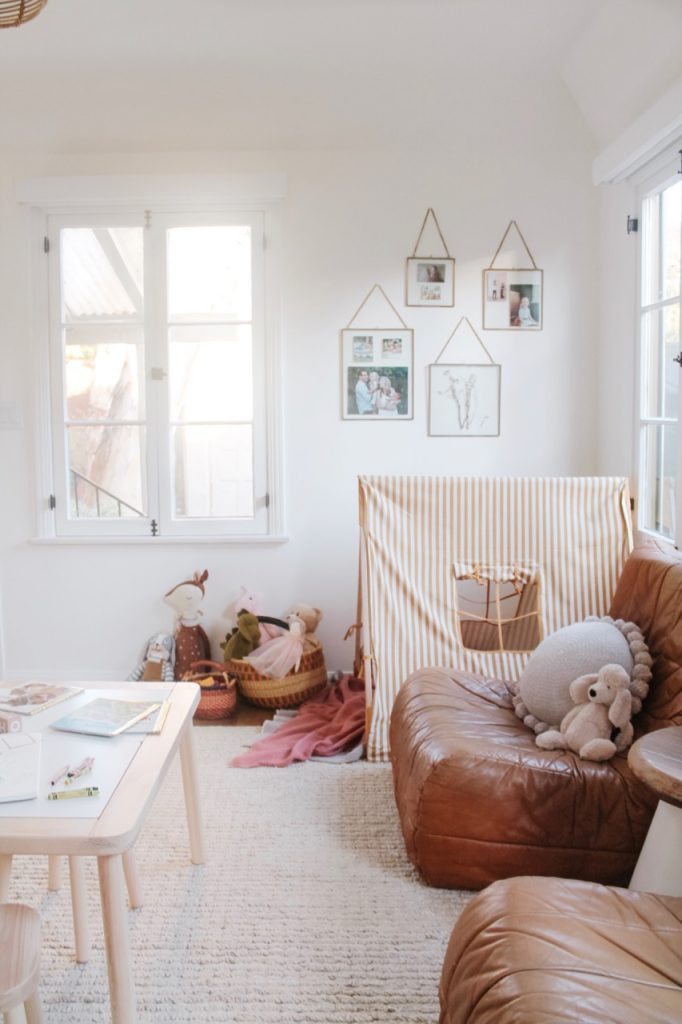 playroom before and after with tent