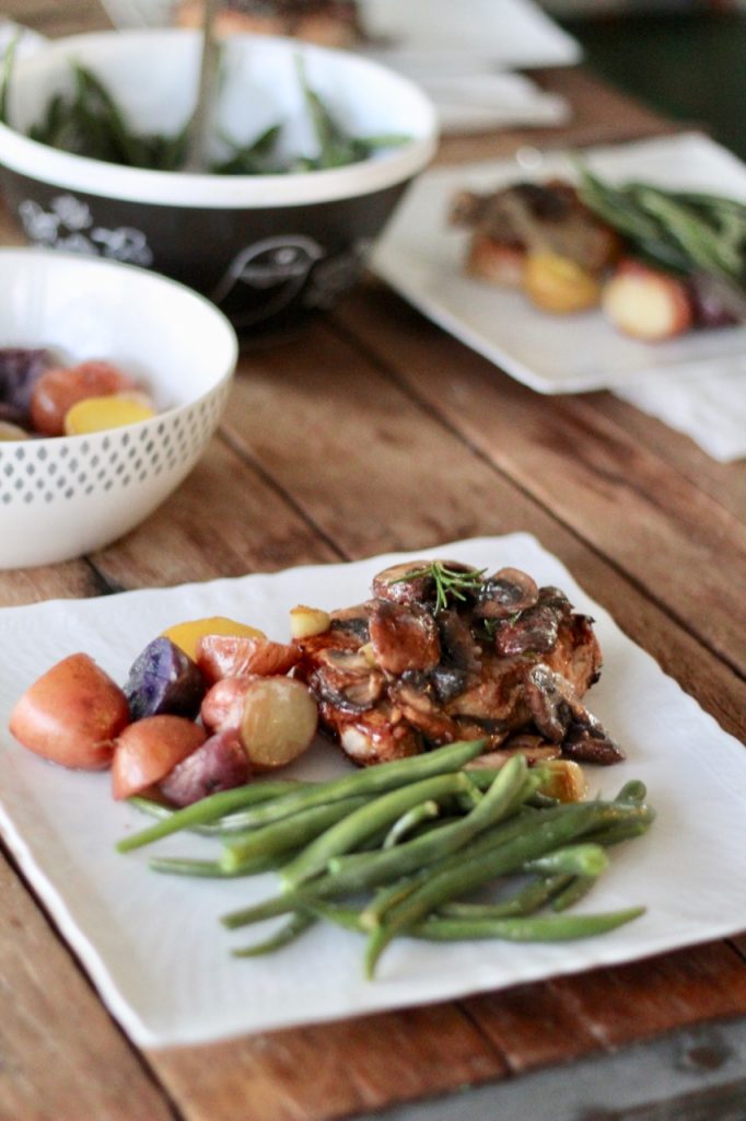 apple cider pork medallions with shallots and mushrooms