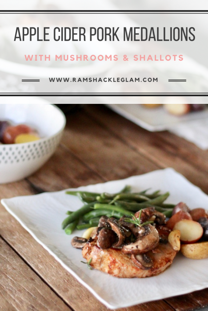 apple cider pork medallions with shallots and mushrooms