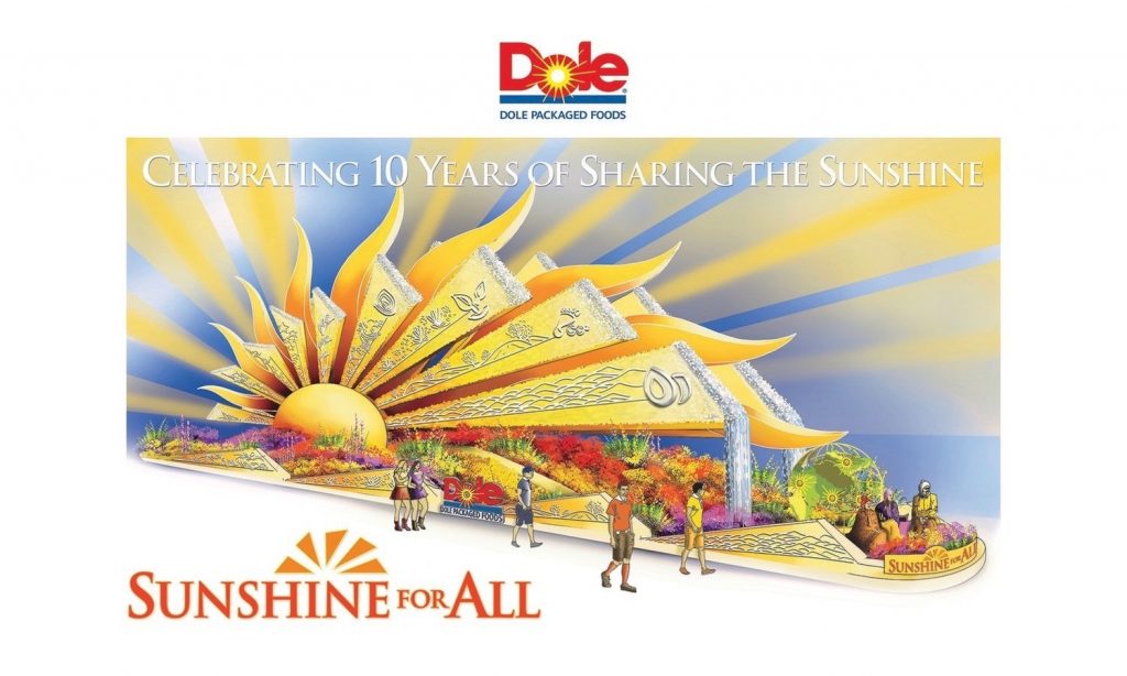 dole rose parade float sunshine for all